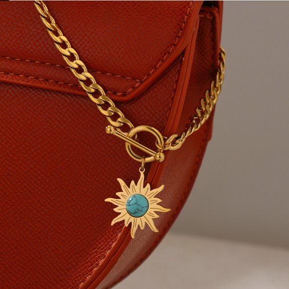 SALE!!  18K gold Sun Flower Pendant Necklace Stainless Steel - Picture 5 of 7